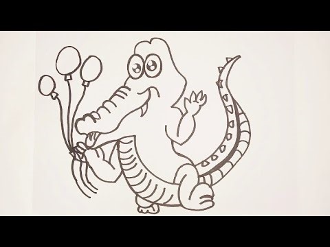How to draw an alligator with balloons| tutorial for beginners| step by step| cute easy drawing.