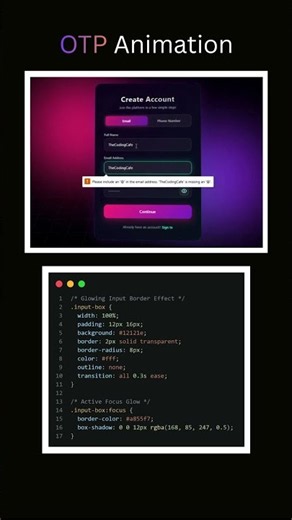 Crazy Modern Sign up UI in HTML CSS & JS! 🔥 #coding #webdevelopment #shorts