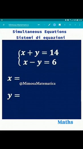 Mimosa Matematica on Instagram: "How to solve Simultaneous Equations Mathematics, Matematica, Stem, Gcsemath, Satmath, Test di ammissione, Simultaneous Equations, Equazioni, Sistemi lineari, #30secondsmath #mathematics #matematica #stem #gcsemaths #satmath"