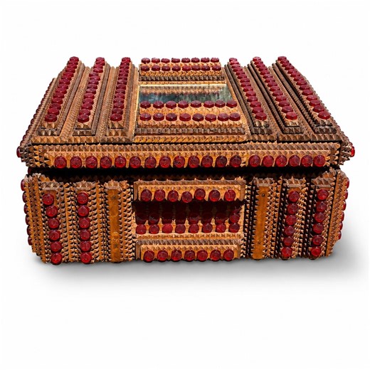 Antique Tramp Art Jeweled Box, Folk Art Jewelry Box, Ca: 1919. - Etsy