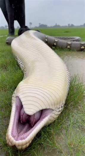 Elephant attacks a large python!! #funny #elephant #python