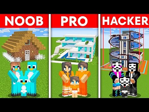 Minecraft NOOB vs PRO vs HACKER: SAFEST FAMILY HOUSE BUILD CHALLENGE