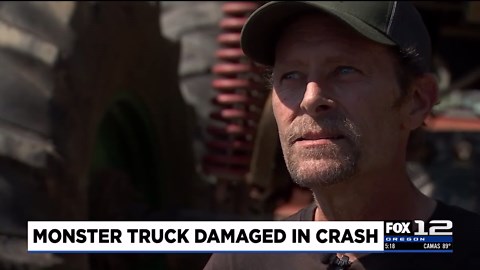 Suspected drunken driver smashes into monster truck, authorities say