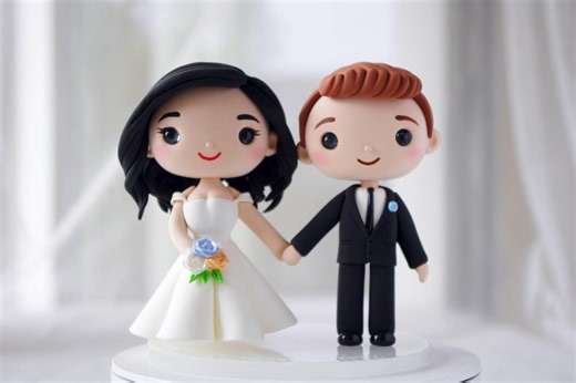 Custom Wedding Cake Topper Funny: Asian Bride and Red-haired Groom Figurine - Etsy