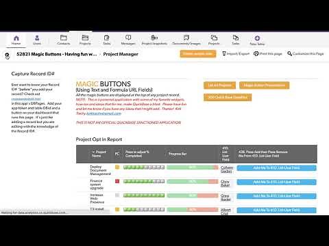 QuickBase Magic Button 26A. Create a record and capture its Record ID# then continue editing