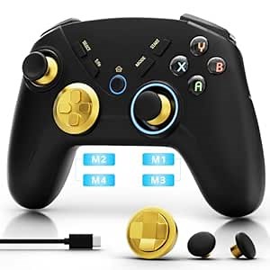 PC Controller, Wireless Gaming Controller with Macro Keys/Turbo Button/Dual Vibration/6-Axis Motion/LED Backlight, Game Controllers for Windows/Mac/Android/iOS/Tablet/Laptop/Switch/Smart TV, Black