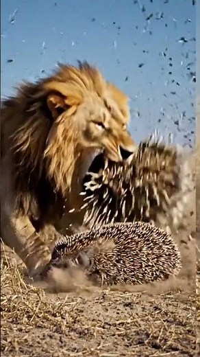 🦔 Lion vs Hedgehog — The Thorny Lesson of the Savannah #shorts
