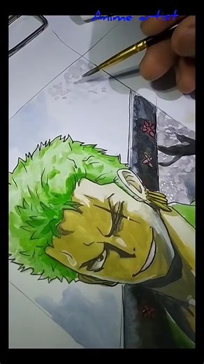 zoro art#drawing#anime drawing#watercolor drawing#op art#viral shots#