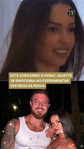 está chegando a hora! Juliette se emociona ao experimentar vestidos de noiva