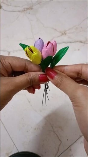 How to make tulip flower with pista shell...🌷