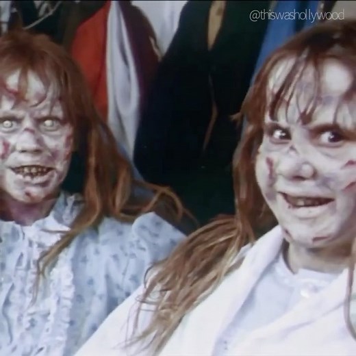 This Was Hollywood on Instagram: "Linda Blair getting transformed into a possessed demon by legendary makeup artist Dick Smith, during production of The Exorcist (1973)."
