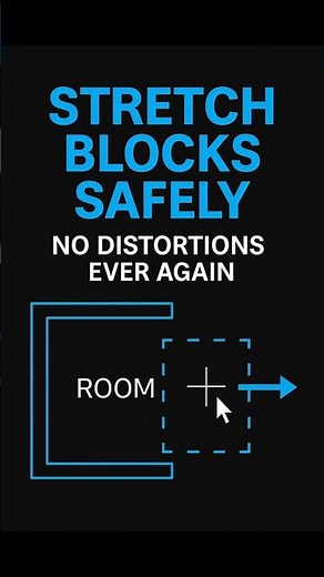 Stretch in AutoCAD Without Distorting Blocks or Text | Smart STRETCH Command Trick