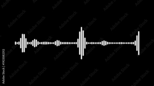 Abstract music oscillation, white waveform spectrum, black background audio visualizer, digital frequency bars, futuristic sound design, pulse animation, elegant motion graphics, 4k video mp4.