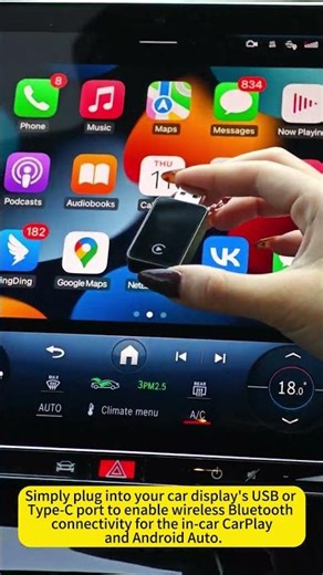 2IN1 Wired to Wireless Carplay Wireless Android Auto USB Adapter Dongle #carplayadapter