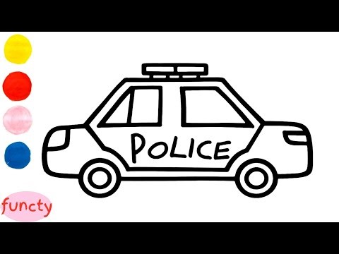 How to draw and color a police car for kids