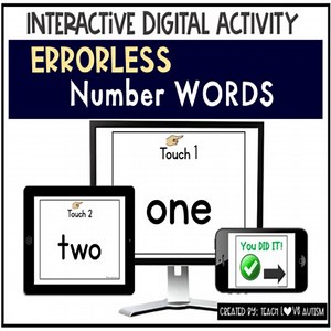 Errorless Number Words Digital Task Cards | Math Boom Cards