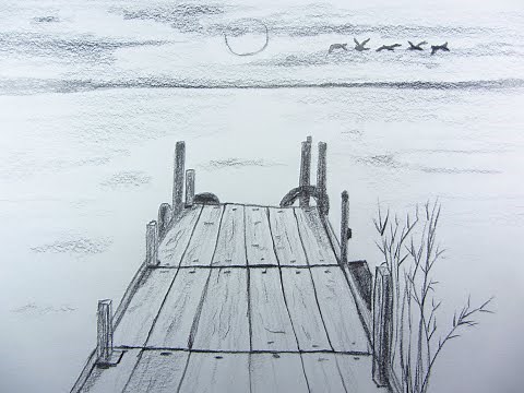Pencil Drawing Wooden Pier | Very Simple