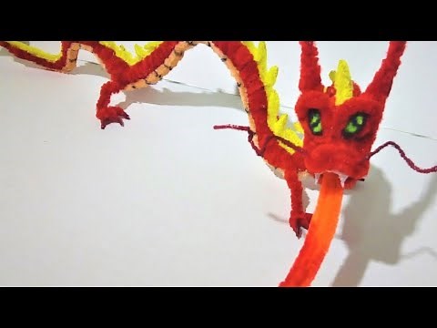 Como hacer un dragón chino paso a paso con limpiapipas ,tutorial/ chinese dragon pipe cleaner