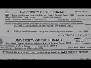 Ba Part 2 Education paper 2023|| education past paper 2023 ba part 2|education|Punjab University