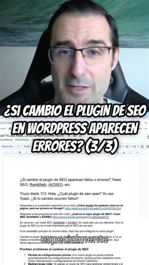 ¿Si cambio el plugin de SEO en WordPress aparecen errores? (3/3)
