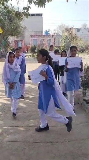 Hand washing steps being taught to students at govt girls schools Chak Jhumra Faisalabad