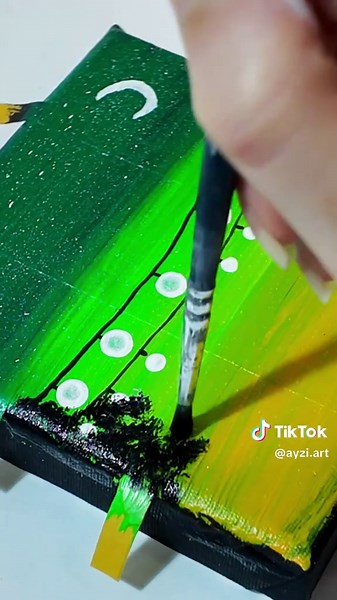 Green Moonlit Window Acrylic Painting Tutorial
