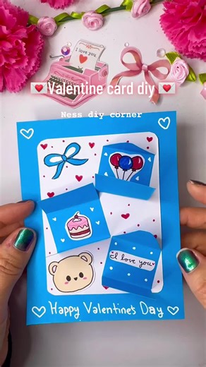 Valentine card tutorial diy 💌#diy #valentinecards #valentinesday #tutorial #handmade