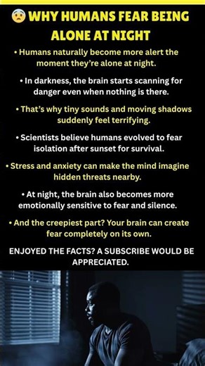 😨 Why Humans Fear Being Alone At Night #mystery #youtubeshorts #darkfacts