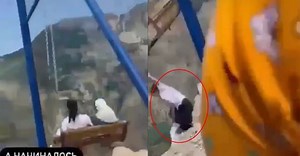 Terrifying! Two women fall off swing on the edge of 6,000-foot cliff - Watch Viral Video