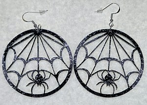 Glitter Hoop Spiderweb Dangle Earrings - Etsy