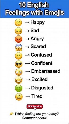 🔥 10 English Feelings with Emojis | Fun & Easy Vocabulary