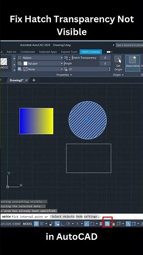Hatch Transparency Not Visible in AutoCAD | Easy Solutions #shorts