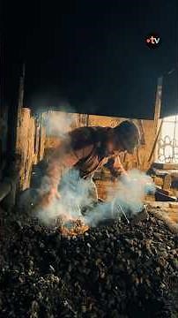 At the Étueffont forge museum, Max shows us how a forge was lit in the old days. #craftsman