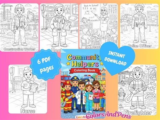Community Helpers Coloring Book for Kids | Preschool Printable PDF - Etsy