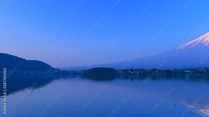Lake Kawaguchi and Mount Fuji at sunset, Yamanashi Prefecture, Japan