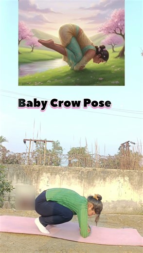 Try Baby Crow Pose | Beginner Arm Balance Yoga #Yoga #YogaPose #BabayCrow #DailyShort #Motivation