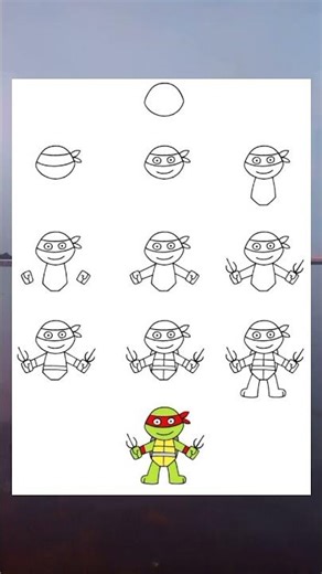 step by step guide drawing ninja turtle