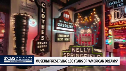 The American Sign Museum in Cincinnati, Ohio, showcases a collection of more than a century of the nation’s entrepreneurship and ambition. Tony Dokoupil walks through the museum that’s keeping the memory of businesses from the past alive. | CBS Evening News