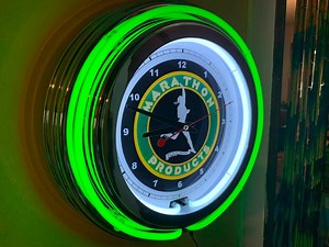 Marathon Runner Oil Gas Service Station Garage Bar Advertising Man Cave GREEN Neon Wall Clock Sign - Etsy