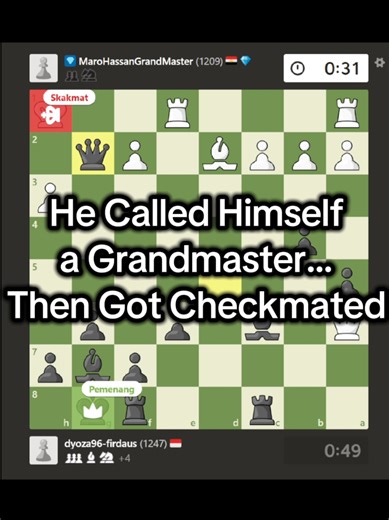 Grandmaster's Unexpected Checkmate Loss in Chess