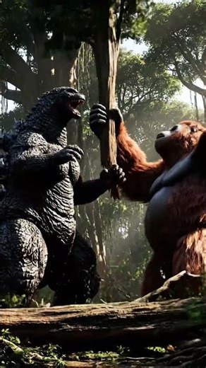 Godzilla fight monkey