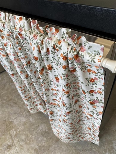 Cottage Core Dishwasher Cover, Kitchen Valance or Cafe Curtains : Flowers With Sage Green Band - Etsy