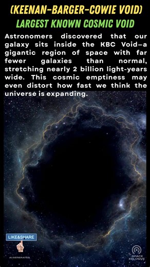 Did You Know? Earth Lives Inside a Cosmic Void. The KBC Void is one of the largest known cosmic voids ever discovered—a vast region of space with far fewer galaxies than average, making it appear almost empty on cosmic scales. #KBCVoid,#CosmicVoid,#SpaceMystery,#HiddenUniverse,#DarkCosmos,#AstronomyFacts,#DidYouKnow,#UniverseSecrets,#CosmicBubble,#DeepSpace,#Astrophysics,#GalaxyVoid,#CosmicWeb,#HubbleTension,#SpaceScience,#UnknownCosmos,#RealityQuestioned,#BigBangMystery,#DarkMatter,#DarkEnergy,