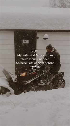 Branden Hansen on Instagram: "6AM. Snow blowing the driveway. 8–4 job after that. My wife says anyone can hit record and build something online. I’ve always provided with my hands. Early mornings. Long days. Showing up whether I feel like it or not. Now I’m building in a different way too. Not because I’m quitting hard work. Because I’m expanding it. If other husbands can create income online and still lead their families well… so can I. I’m not here to play internet games. I’m here to build opt