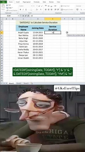 Calculate Employee Service Duration in Excel! ⏱️📅 | DATEDIF Formula