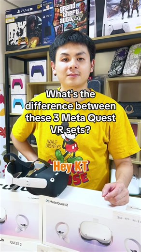 The Meta Quest 2, released in October 2020, is a more affordable VR headset with an LCD display, Qualcomm Snapdragon XR2 processor, and various storage options. It features inside-out tracking with four cameras, Oculus Touch controllers, built-in speakers, and supports Oculus Link for PC VR gaming. The Meta Quest 3, released in 2024, have a higher resolution display and a more advanced processor than the Quest 2. The Meta Quest Pro is a premium model with advanced features for a higher price, de