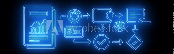 Analytical dashboard workflow showing charts, data review, calculation process, and structured monitoring steps
