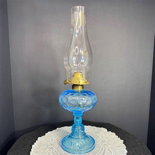 Antique, Victorian Era Blue Glass Kerosene Oil Lamp - Etsy