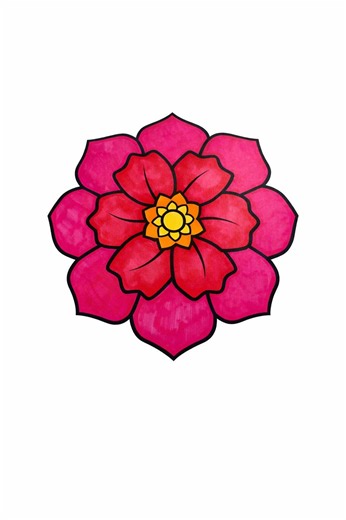 Bright Flower Coloring Process with Markers