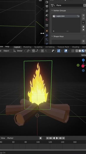 Part 9: Creating a Campfire with Cloth in Blender #short #shorts #blender #3d #sim